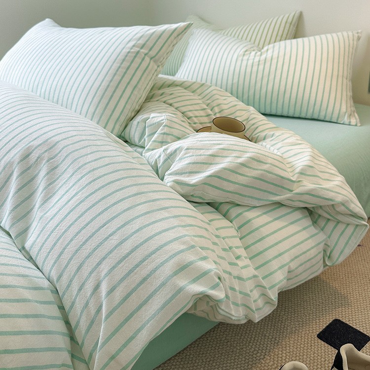 2025 nuevo traje de cama de cuatro piezas de algodón funda de edredón de algodón lavado sábana de algodón traje de dormitorio de tres piezas