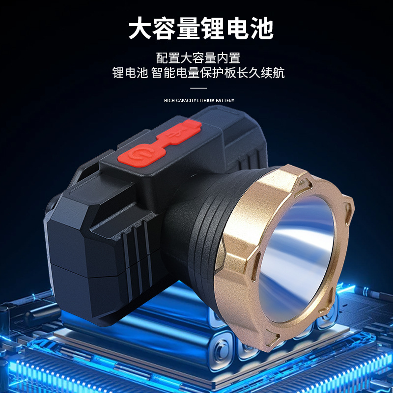 Iluminación al aire libre luz LED super brillante lámpara de cabeza multifuncional fuerte camping pescar USB carga lámpara de cabeza impermeable