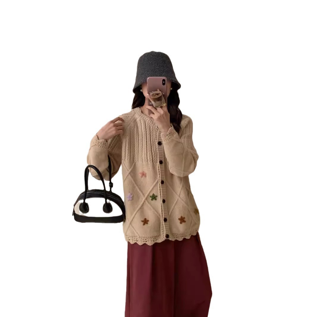 24 invierno Puyuan japonés retro suéter glutinoso suave otoño / invierno 2024 nuevo estilo coreano salado y dulce