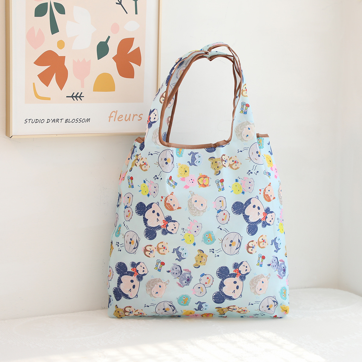 Dibujos animados lindo coolomi gran capacidad bolsa de protección del medio ambiente portátil plegable supermercado bolsa de compras bolsa de tela ligera bolsa de hombro