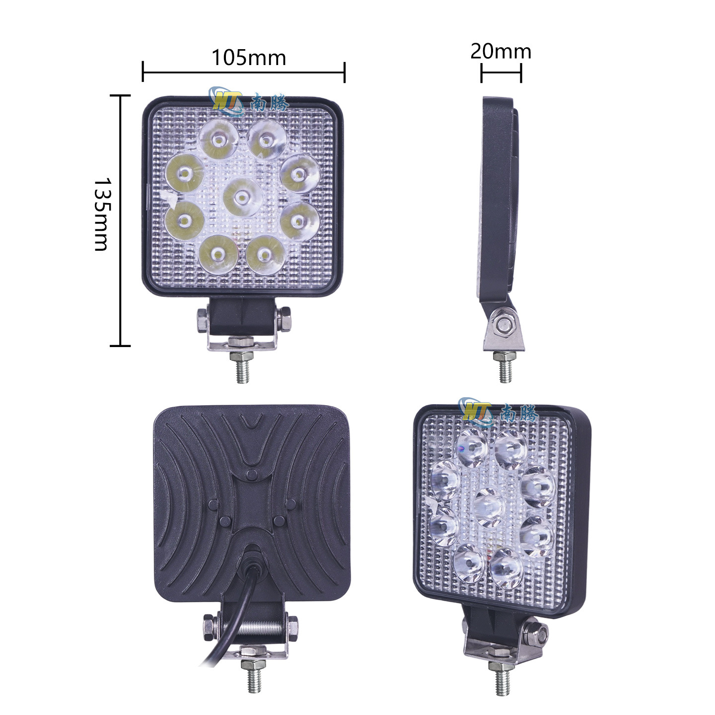 4 pulgadas cuadrada LED27W luz de trabajo faro de automóvil foco de luz todoterreno image 3