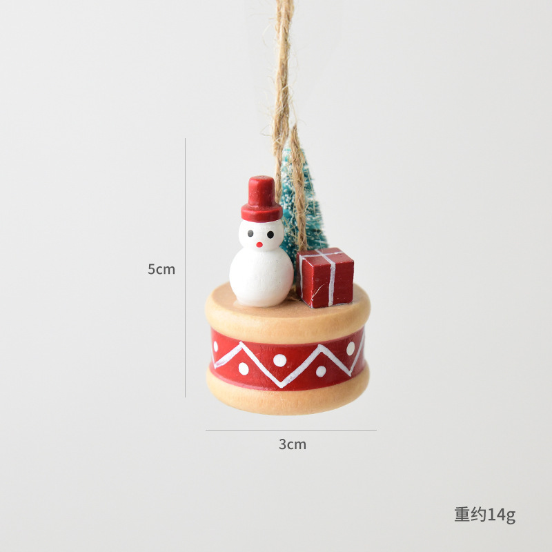 NUCHI亚马逊跨境圣诞节装饰树脂雪人小鼓迷你圣诞树装饰小挂件|undefined