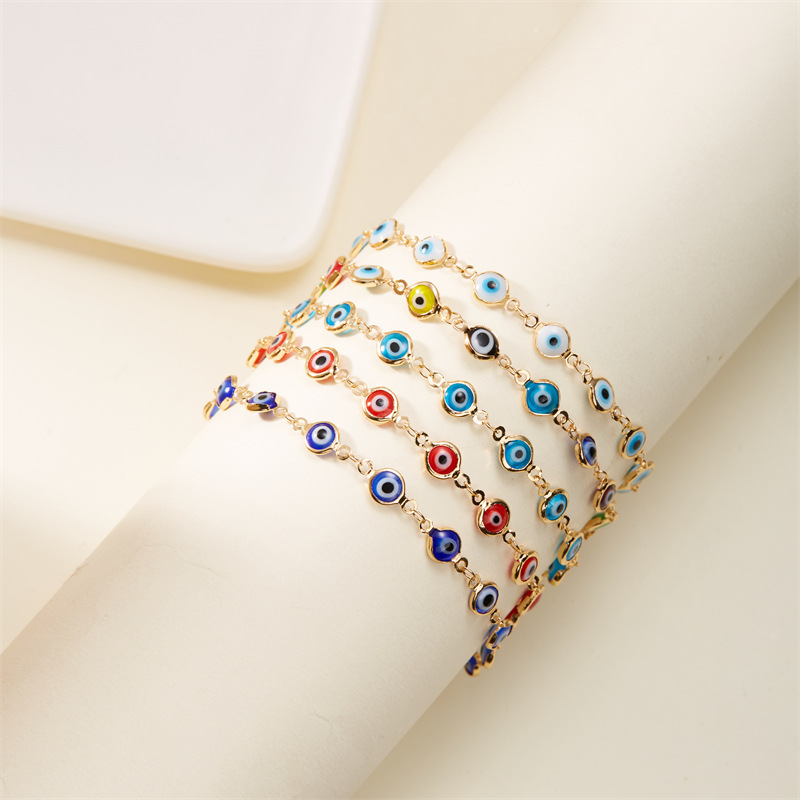 7g Weight Anklet Classification 1 Piece Quantity Holiday, Daily Occasion Alloy, Resin Material Eye Pattern Unisex Gender Casual, Simple Style Style Casual Simple Style Eye Alloy Resin Wholesale Anklet 无