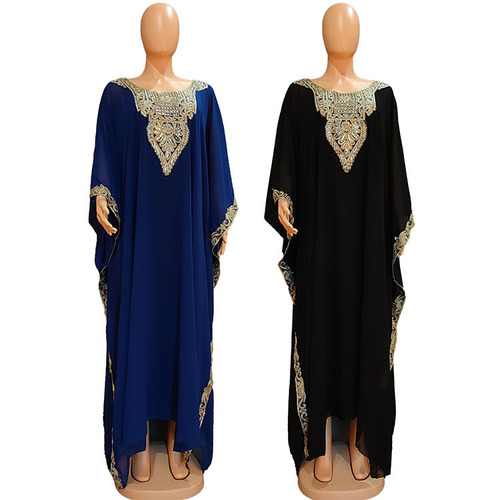 African Middle Eastern Cross-border Large Size Women's eBay Western and European Bestselling Embroidered Lace Robe 8299