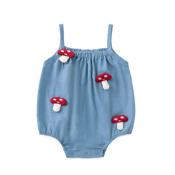 2025 Summer New Climbing Suit Baby Small Sling Thin Jompsuit 5215 Newborn Baby Girl Mushroom Bag Fat Clothes