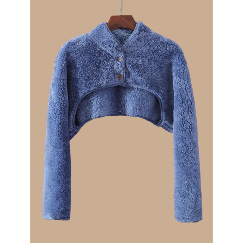 睡觉肩颈保暖长袖坎肩女珊瑚绒喂奶披肩玩手机护肩200斤短外套