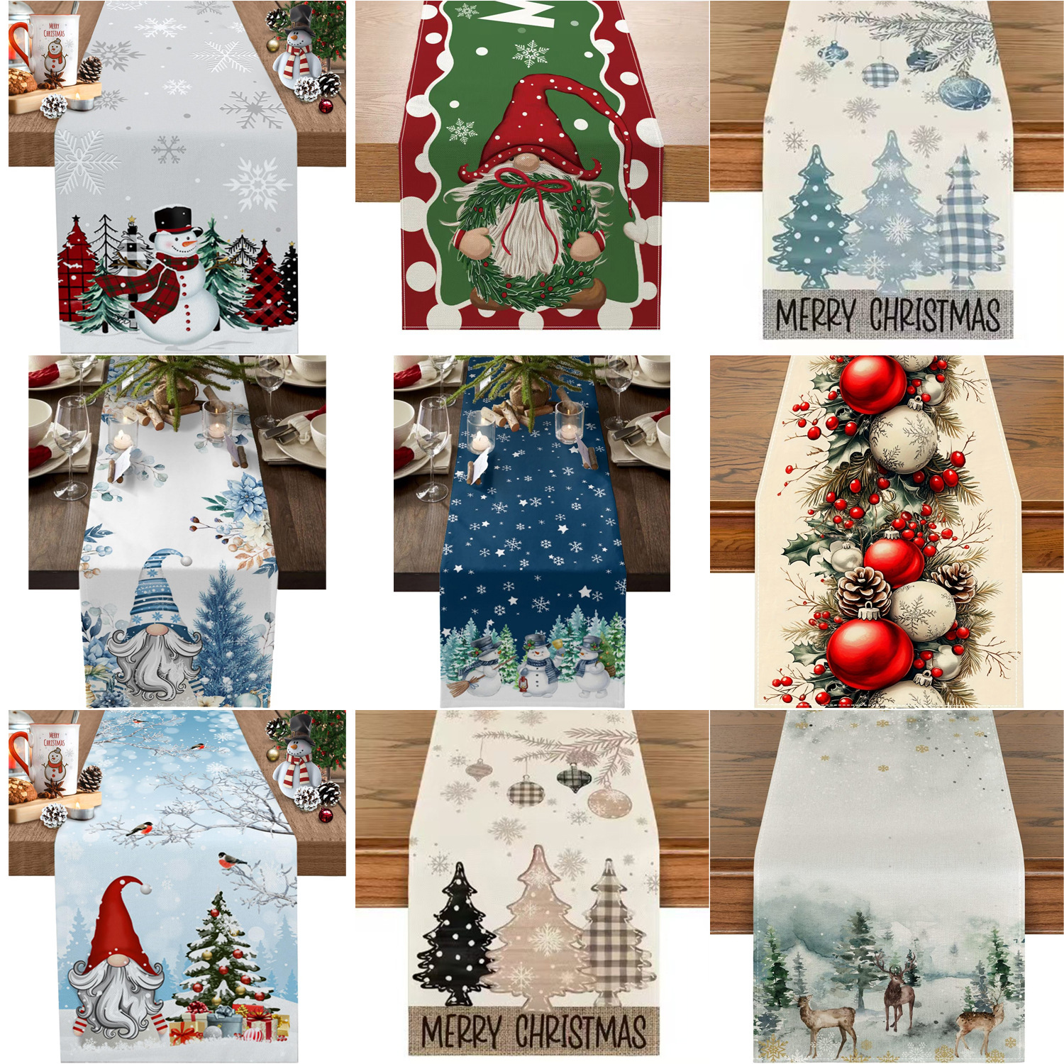 Amazon nueva bandera de mesa de Santa Claus blanca mesa de té de Navidad sala de estar dormitorio mesa de decoración de fondo