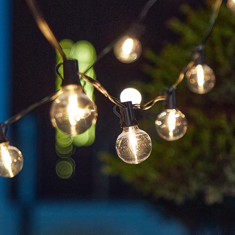 Guirnalda de Luces Solares LED G40, Listas para Usar en Exteriores, para Tiendas de Campaña, Patios, Jardines, Luces de Navidad