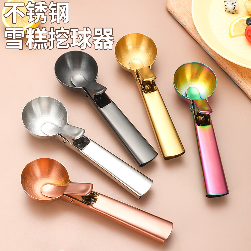 Amazon Excavador de bolas Cuchara de helado de acero inoxidable Cuchara de helado Cuchara de sandía de frutas multifuncional Cuchara de excavación de bolas