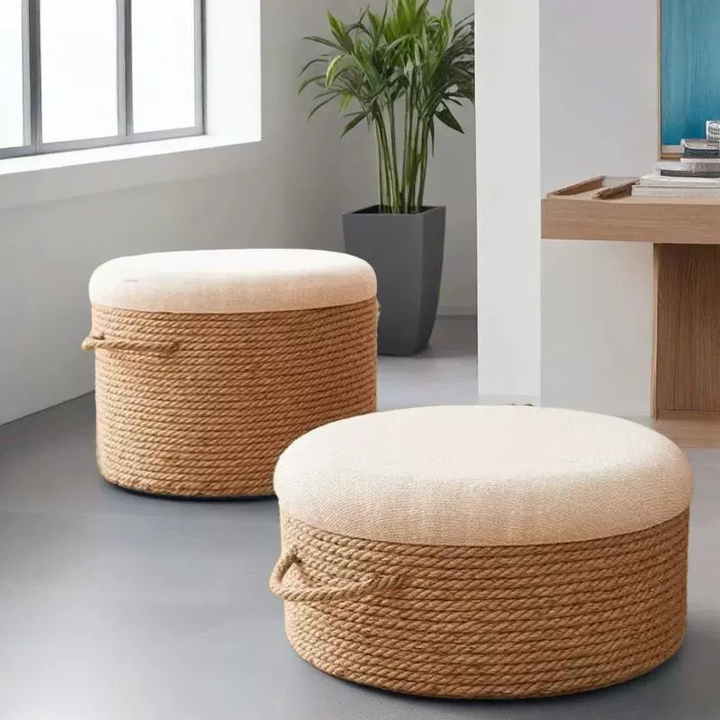 麻绳编织蒲团换鞋凳圆凳坐垫透气禅意打坐垫客厅飘窗地上坐墩凳子