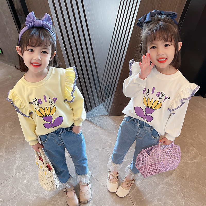 女童卫衣春秋款韩版宝宝套头衫洋气儿童长袖打底衫童装批发跨境