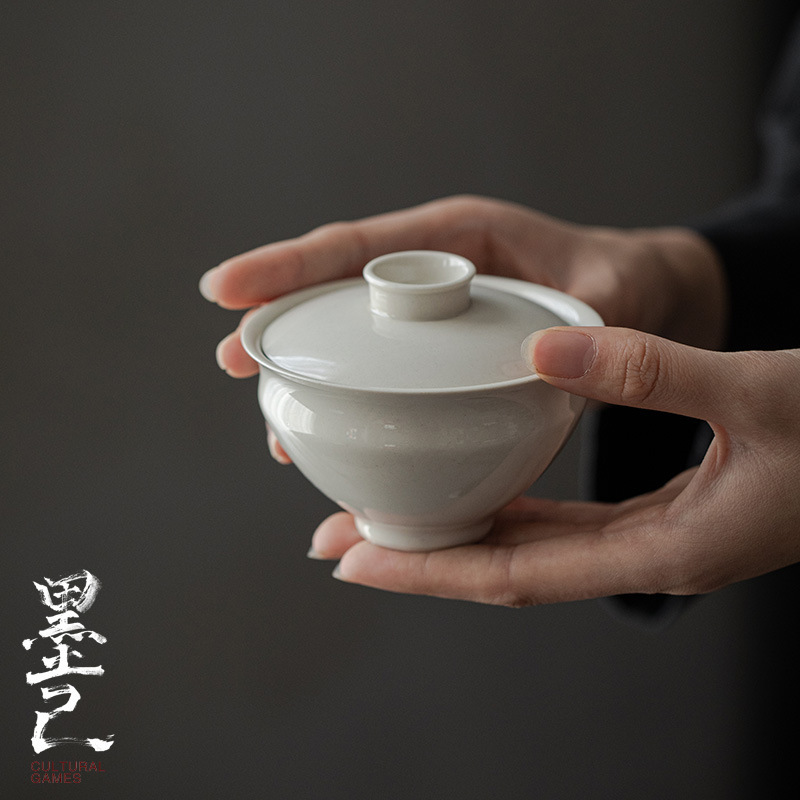 墨己草木灰釉陶磁器蓋碗は古泥に似せてお茶を入れます。|undefined