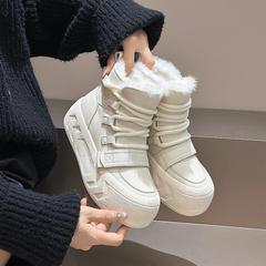 女性用東北スノーブーツ 2025 新作冬ベルベット厚手暖かい綿靴厚底白靴黒ショートブーツ