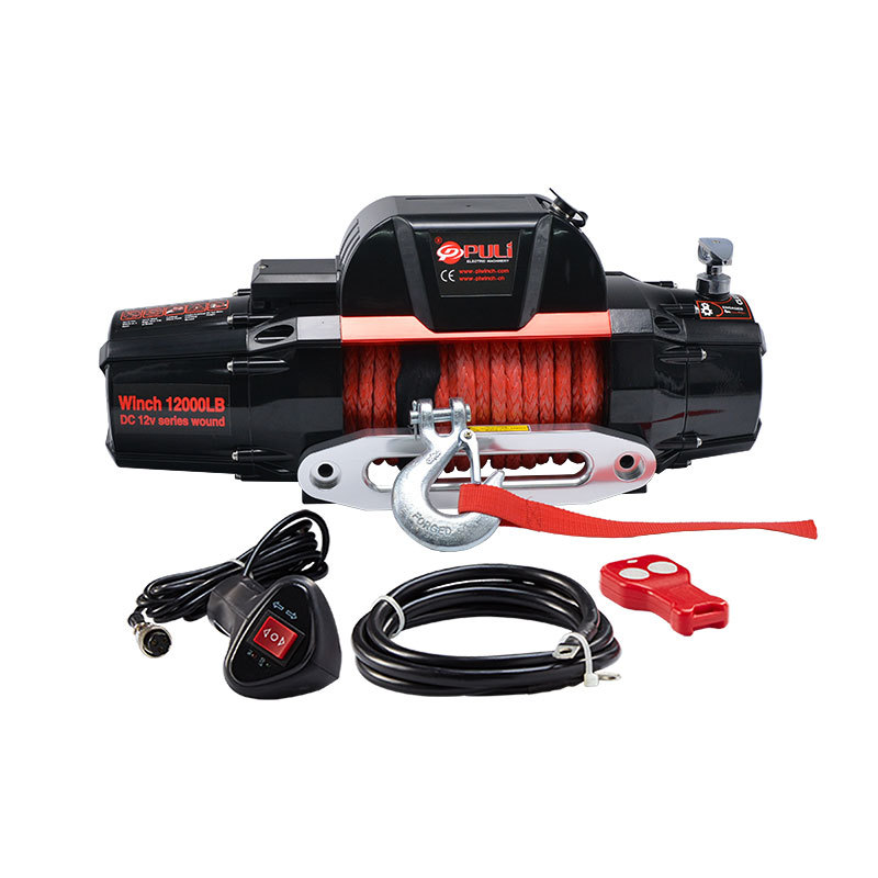 厂家销售 12000磅尼龙绳合成绳 越野车自救绞盘 一体机卷扬机