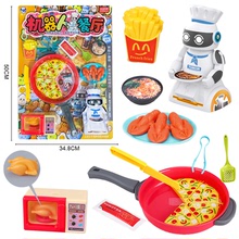 包郵 新款大掛板裝廚房機器人披薩送餐男孩女孩兒童廚房玩具批發