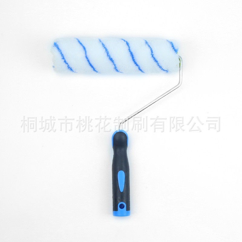 源头工厂黑蓝双色橡胶柄滚筒刷一根抽支架蓝条涤纶毛套刷油漆滚筒