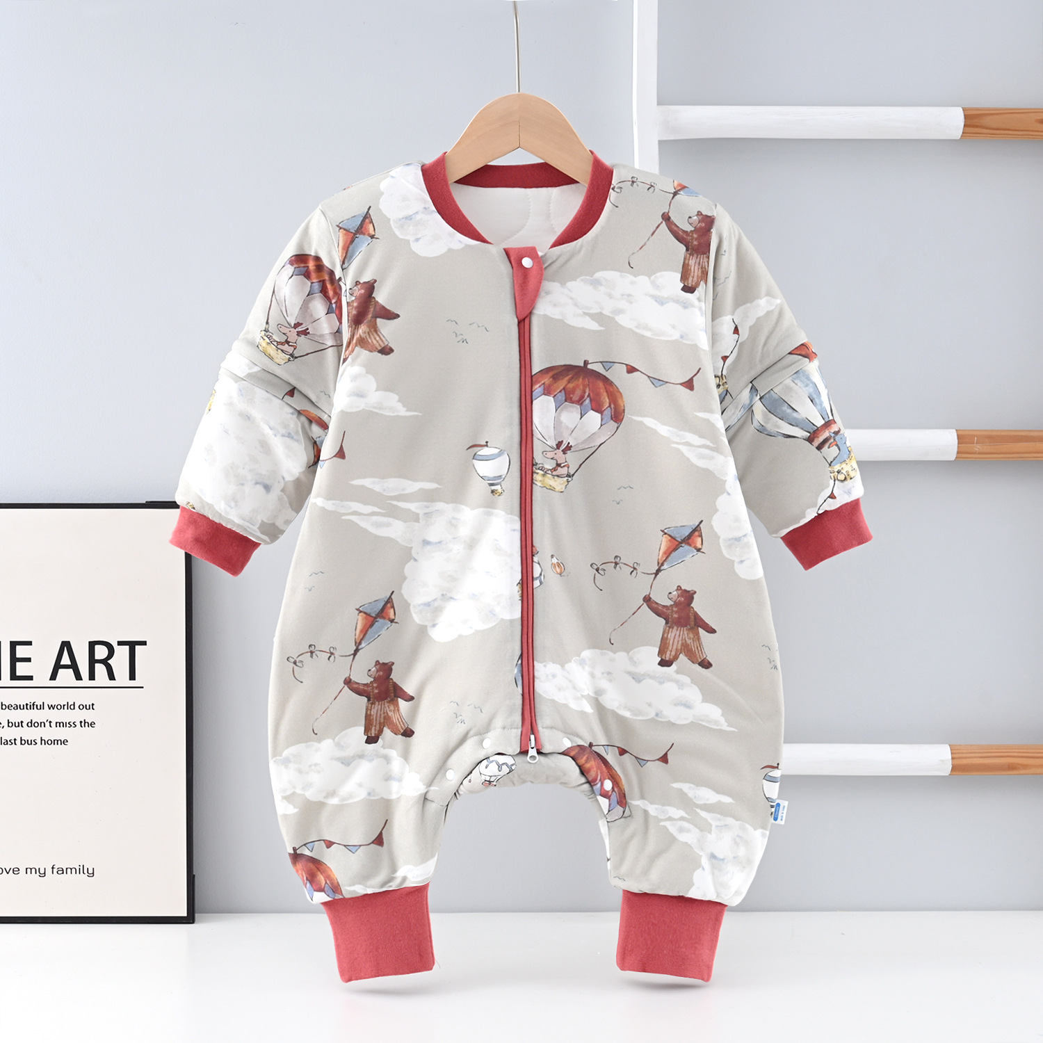 Children's Baby Autumn and Winter Split-Leg Pajamas Baby Category a Nightgown Detachable Sleeves Kidsren's Sleeping Bag Baby Anti-Kick Quilt
