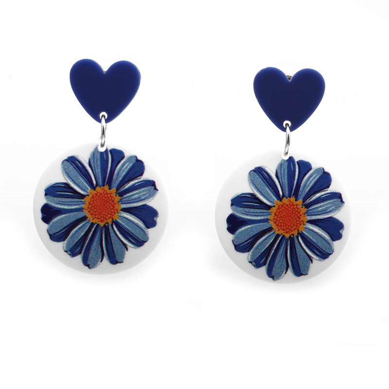 Pendientes de amor de acrílico de verano pendientes femeninos flor tridimensional transfronteriza europea y americana OK gesto pendientes joyería femenina