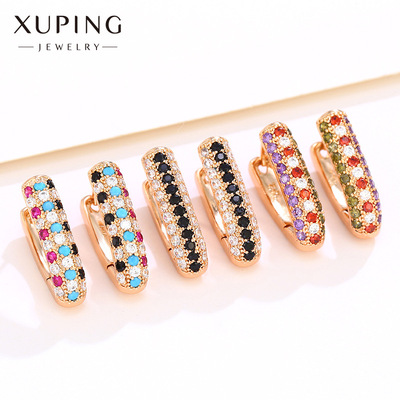 Xuping jewelry colour Man-made gemstone V- Earrings temperament wholesale Earrings Europe and America fashion Backing