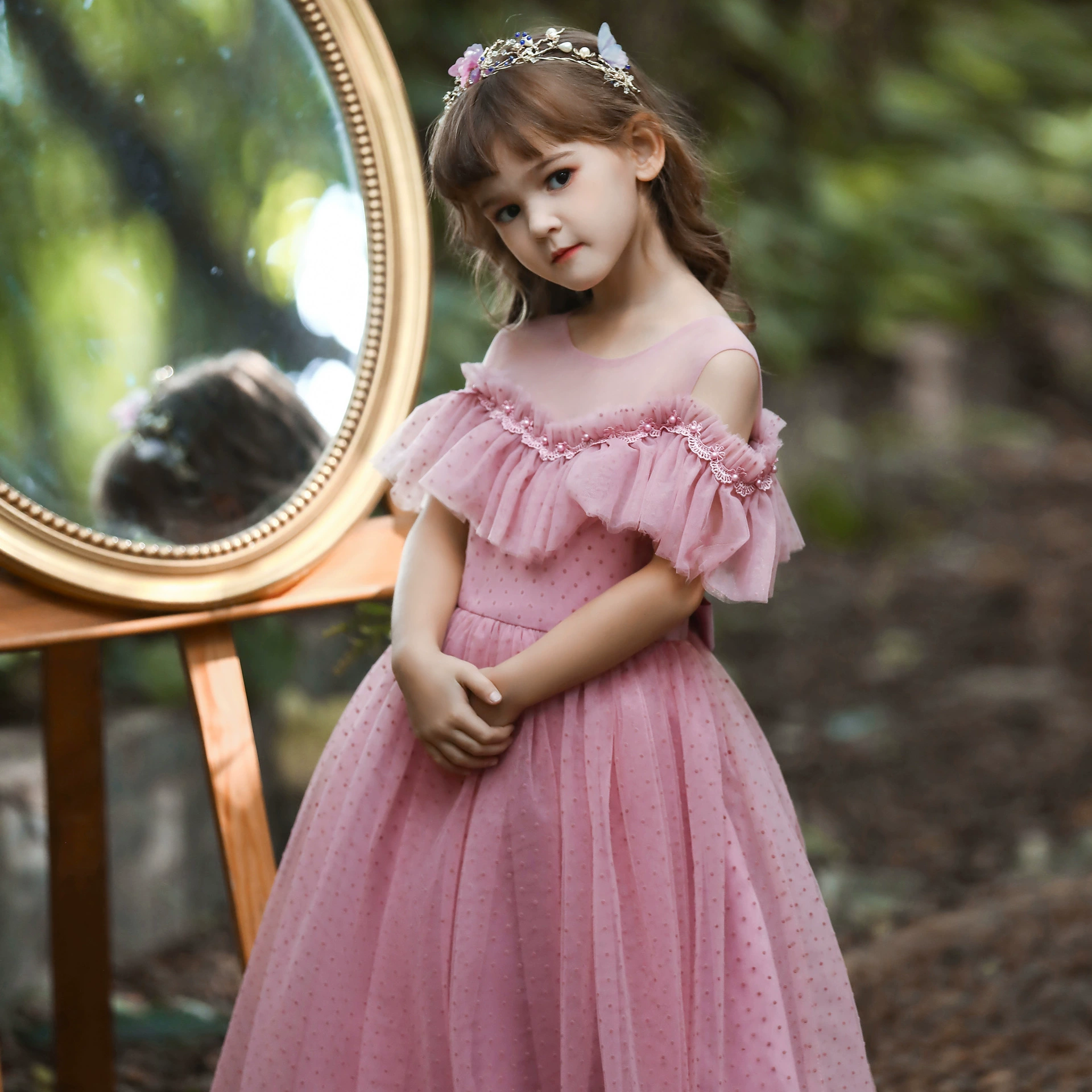 Evening dress, flower girl dress, cute skirt, tulle, open shoulders