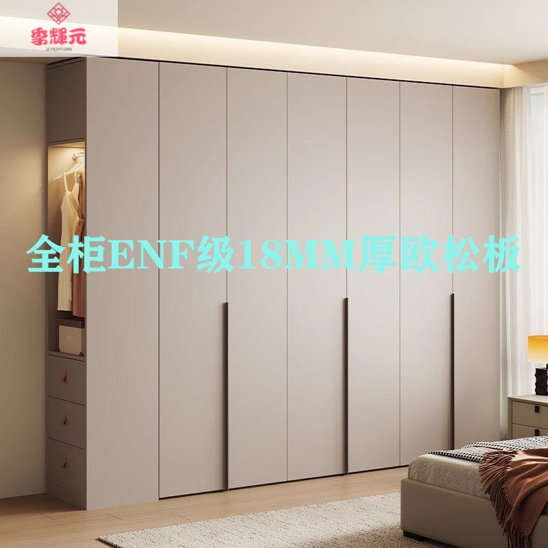 Jihuiyuan ENF 無垢材ワードローブホームベッドルームライト高級ヨーロッパパインボードキャビネット 8 ドア大型ワードローブ新しいミニマリストスタイル|undefined