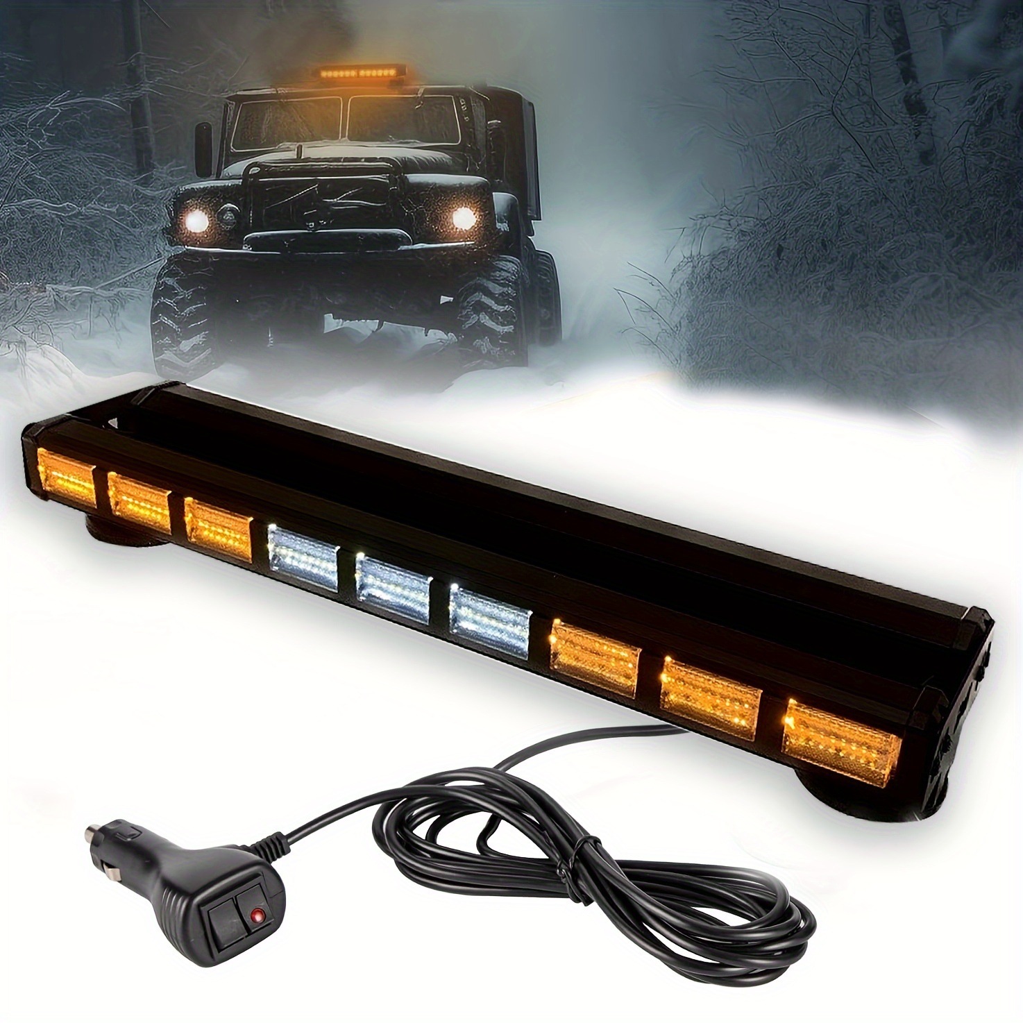 162Led Double Row Color Changing Strobe Light 360 ° Surrounding Light, Engineering Vehicle Warning Light, Ceiling Bar Light, Magnet Type