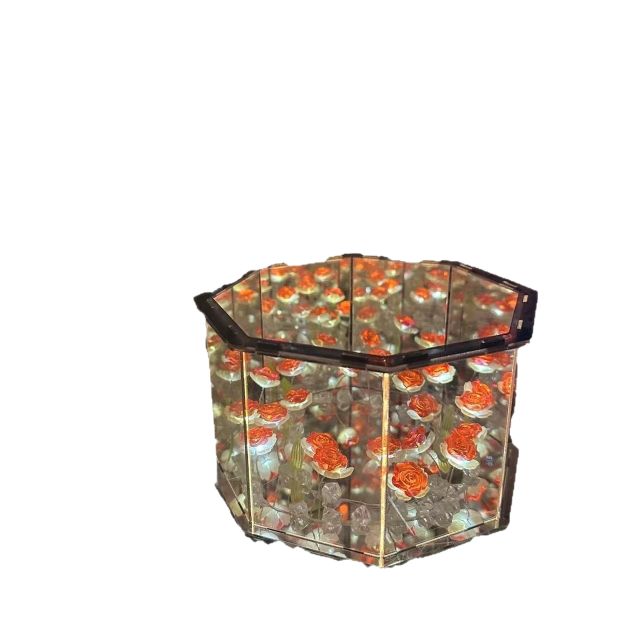 Diy hecha a mano caja de música tulipanas lámpara de noche mariposa rosa mar material paquete para regalo de día de San Valentín