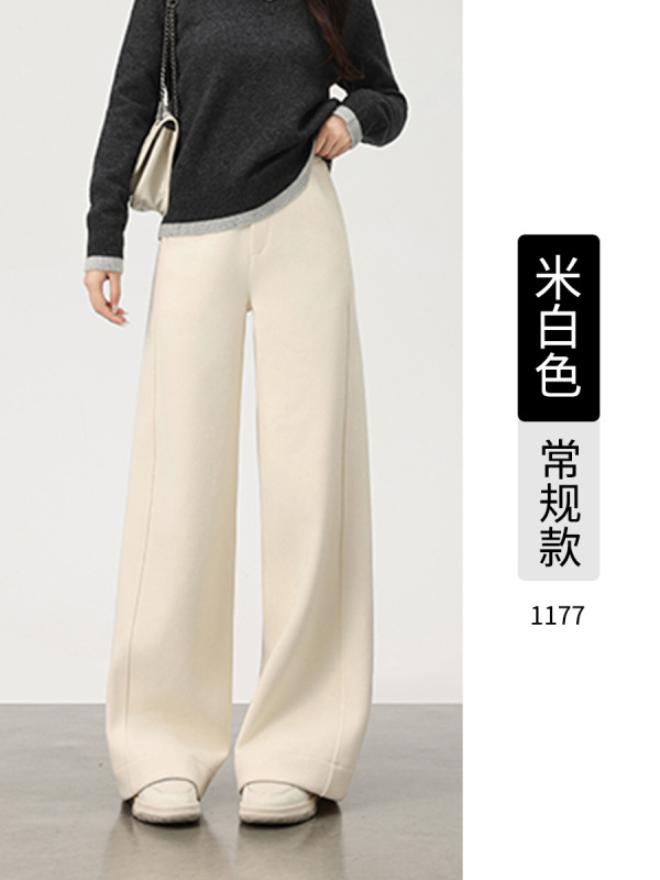 羊绒裤子女2025冬季新款高腰直筒裤女加绒加厚休闲醋酸羊毛阔腿裤|undefined