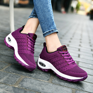 (New) Cross-Border Size 44 Women's Shoes Spring New Front Lace-Up Casual Sports Shoes Heightening Air Cushion Shoes Rocking Shoes for Women