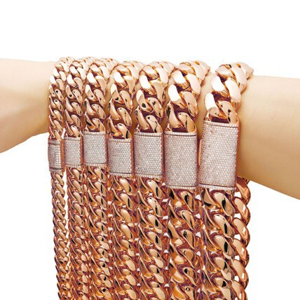 Men's Jewelry Rose Gold Cuban Chain Necklace Thin Encrypted Chain Flip Micro-Paved Zircon Diamond Buckle N-Jmbz Men's Jewelry Rose Gold Cuban Chain Necklace Thin Encrypted Chain Flip Micro-Paved Zircon Diamond Buckle N-Jmbz