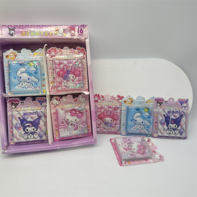 Foreign trade Sanrio Kluromi glitter oil flowing sand stress relief notepad Melody sticker color page notepad batch