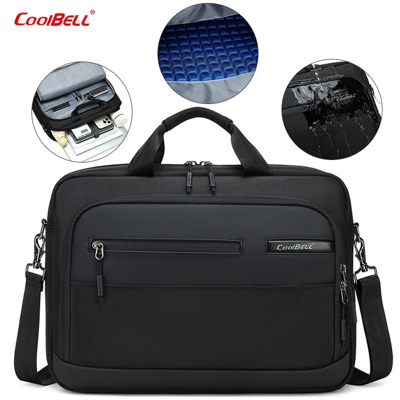 Water-Repellent Business Large-Capacity Portable Briefcase, Simple and Stylish Cross-Body Bag with Shock-Proof Compartment for Laptop Water-Repellent Business Large-Capacity Portable Briefcase, Simple and Stylish Cross-Body Bag with Shock-Proof Compartment for Laptop