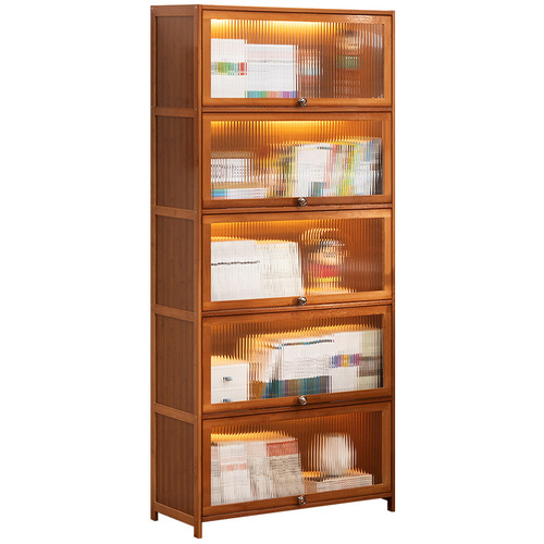 Bookshelf rack floor-standing bookcase reading rack children's home living room simple solid wood multi-layer storage cabinet
