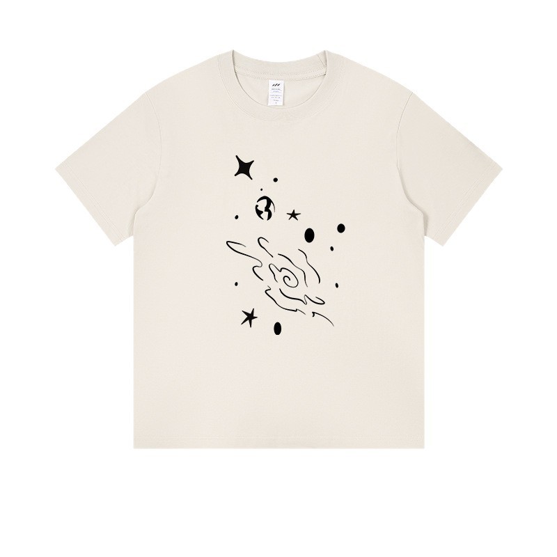 メンズ夏のトレンディなアメリカンプリント Tシャツメンズラウンドネックギャラクシーグラフィティ半袖レディースカジュアルアウターウェアイン|undefined