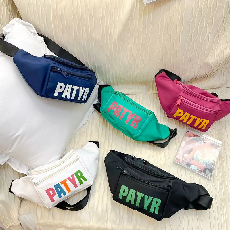 Internet Celebrant Fashion Children's Chest Bag 2024 Autumn and Winter New Letter Contrast Color Crossbody Bag Boys Handsome Coin Purse