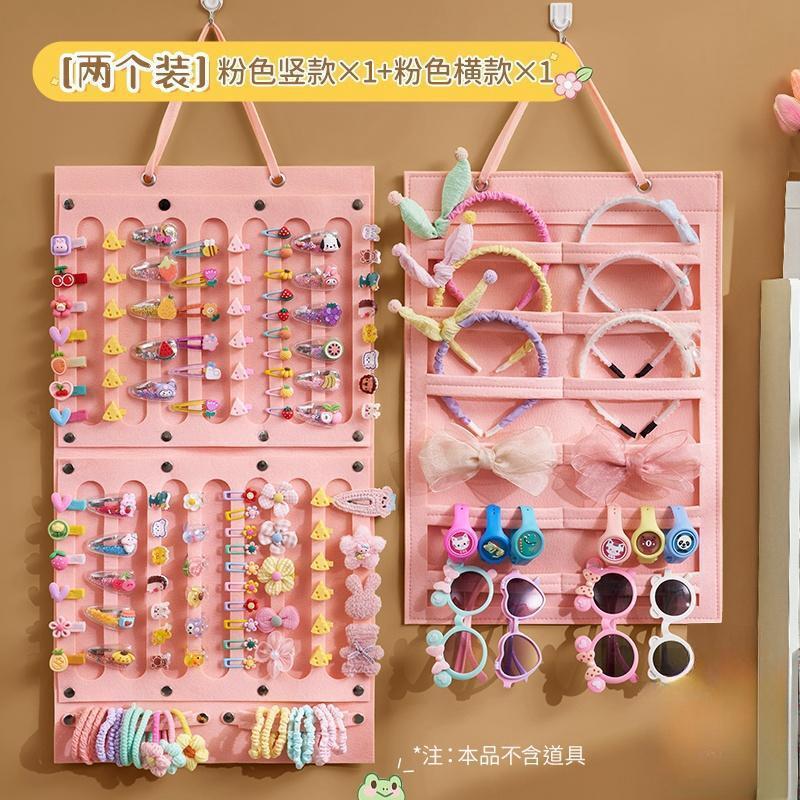 子供用ヘアピン収納ラック壁掛けヘアロープゴムバンド女の子ヘアバンドヘアピンヘアアクセサリージュエリーボックス壁掛けバッグ|undefined