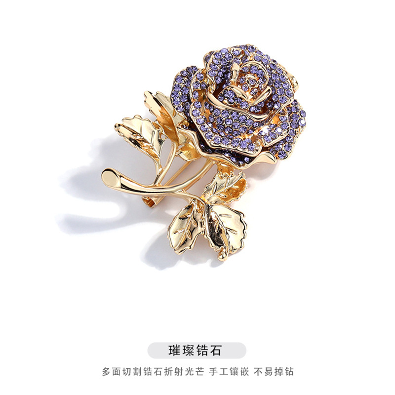 한국어 스타일 기질 장미 크리스탈 브로치 여성 패션 꽃 핀 실크 스카프 버튼 코사지 정장 버클 의류 액세서리