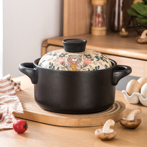 Factory Wholesale Famous North European Cartoon Sand Pot Heat Resistant Induction Cooker Open Flame Household Soup Stew Pot Casserole Gift