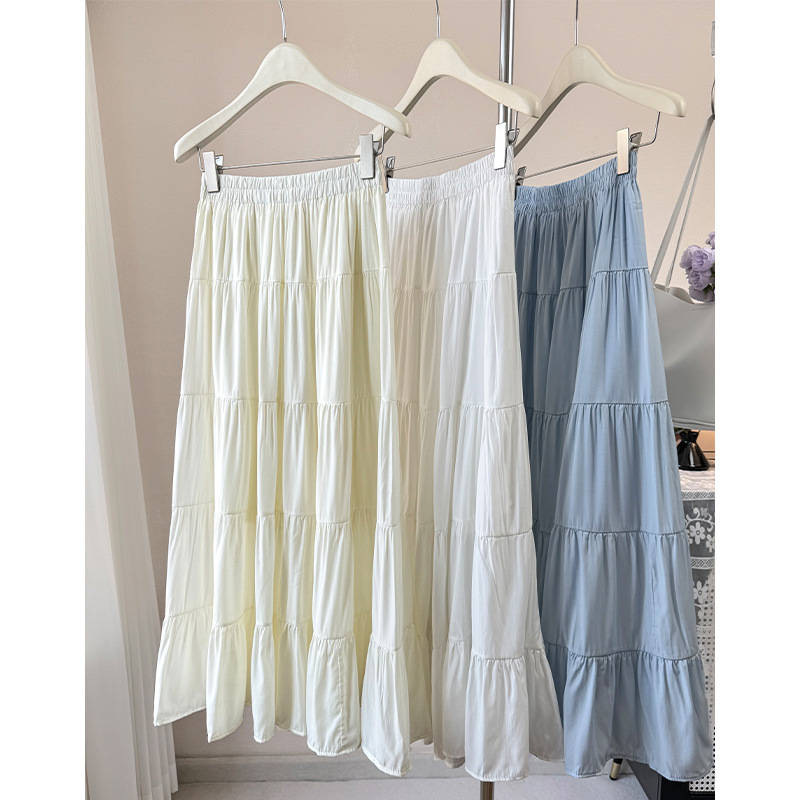 Korean Style Elegant Patchwork Skirt for Women 2026 New High-Waisted Slimming Versatile Flowing Long Skirt with Large Hem Tiered Skirt Korean Style Elegant Patchwork Skirt for Women 2026 New High-Waisted Slimming Versatile Flowing Long Skirt with Large Hem Tiered Skirt