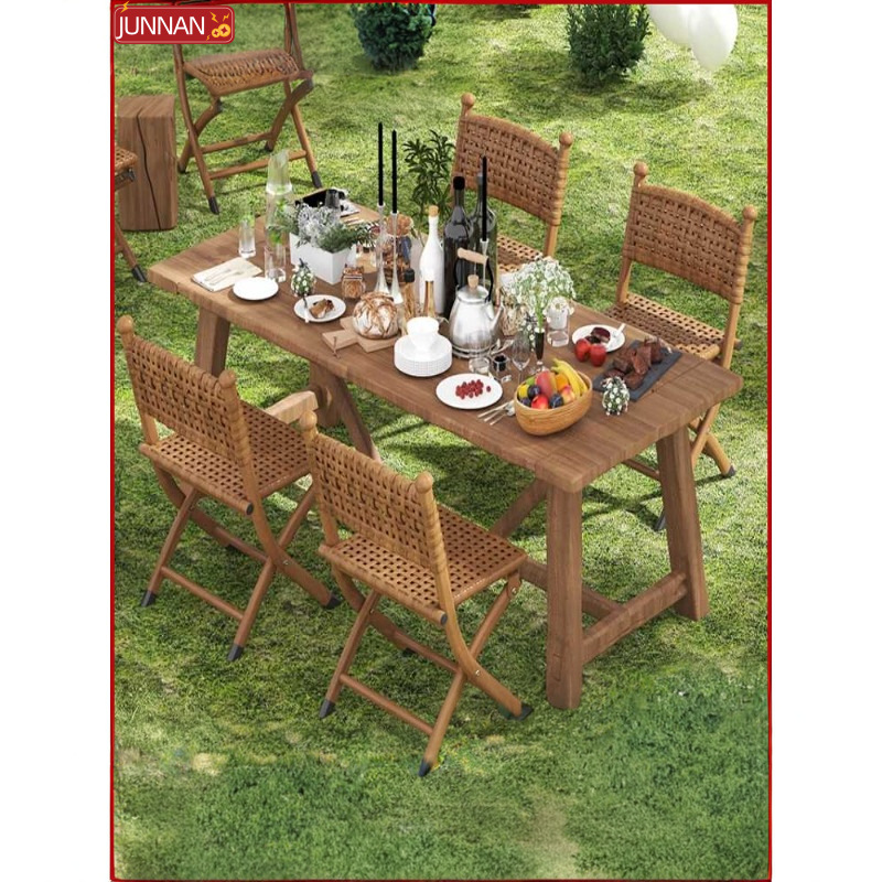 Silla plegable para balcón Silla de mimbre de ocio para el hogar Respaldo de ratán de plástico Silla pequeña Taburete de Maza al aire libre individual