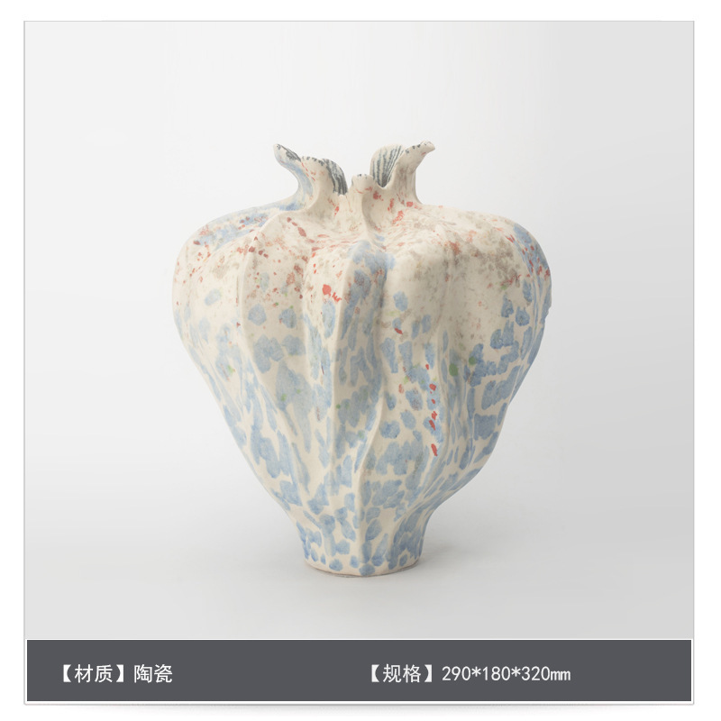 中世スタイルのセラミックフラワー花瓶装飾アートB&Bモデルルームゲストテーブルハイエンドフラワーアレンジメント装飾|undefined