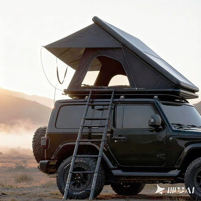 Aluminum Alloy Roof Tent Waterproof and Sun-Proof Outdoor Camping Quick-Open Retractable Car-Mounted Camping Tent (Avtomobil dam çadırları) - black-shell-and-black-cloth-triangle-tent-22714228cm-80kg-consult-customer-service-before-placing-an-order