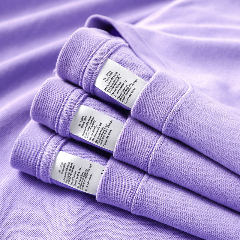 味わいのある紫! 400g重ポンド純綿香芋紫半袖tシャツブドウ紫純色アイリス紫上着