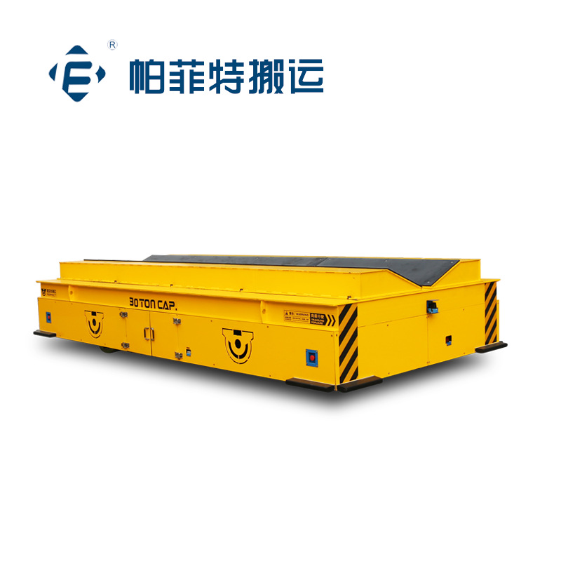 48V遥控360°旋转帕菲特建材运输包胶轮无轨电车30吨平车