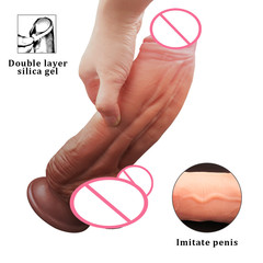 滅霸跨境熱銷雙層硅膠柔軟女用插入仿真假陽具成人情趣女用自慰器