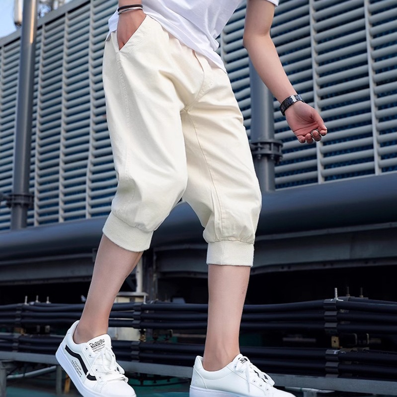 Quick-drying Ice Silk Cropped Pants Men's Summer Thin Shorts Loose Sports Casual Cropped Pants Trendy All-match breeches
