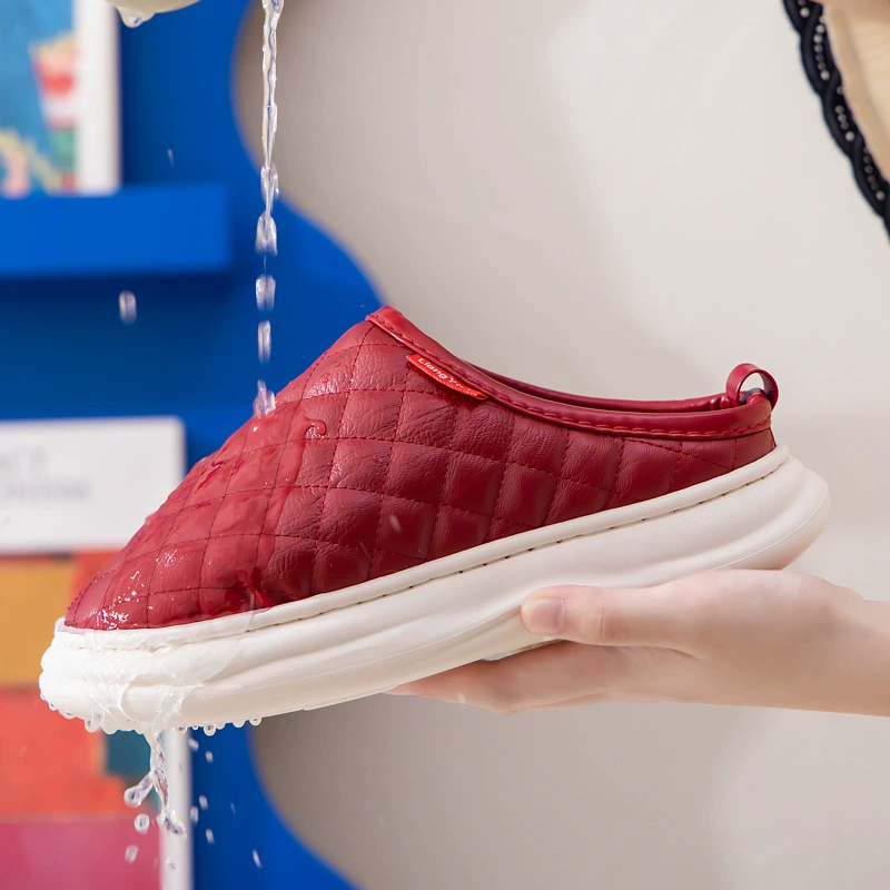 Пара теплых хлопковых тапочек, женские зимние домашние Нескользящие водонепроницаемые хлопковые тапочки Baotou с мягким дном, поколение волос