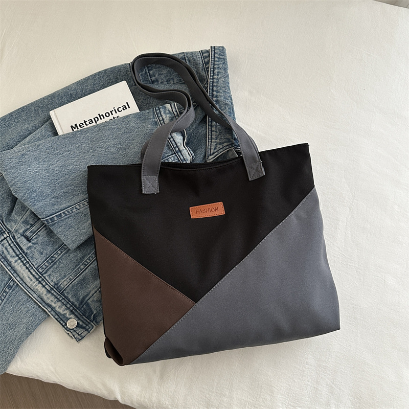 Bolso de gran capacidad para mujeres 2024 nuevo verano viaje empalme bolso de hombro bolso de lona para estudiantes universitarios