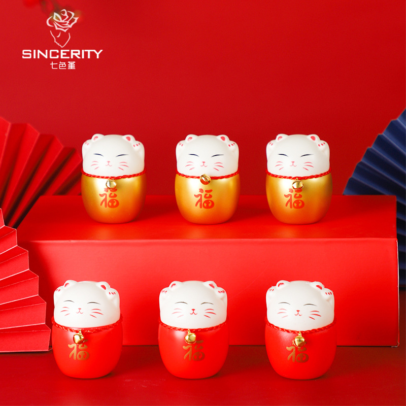 Siete colores cordier rojo para atraer la fortuna gato decoración festiva barril rojo colgante hibisco accesorios de flores de Año Nuevo decoración floral