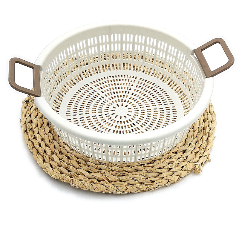G1532 6836 cesta de almacenamiento redonda portátil cesta de almacenamiento de plástico escritorio merienda caja de almacenamiento de artículos diversos